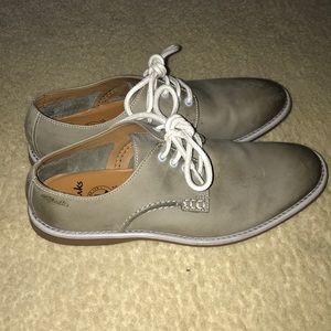 Clarks Farli Walk Gray Leather Oxford Dress Shoes